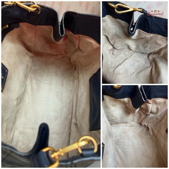 Authentic PRADA Baltico (Blue) Calf Leather Two Way Large Tote Bag - Picture 10 of 13